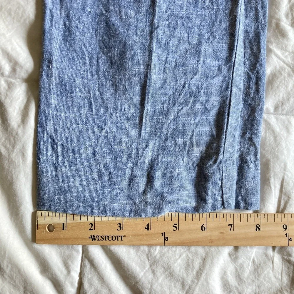 Perry Ellis Portfolio Linen Cotton Trouser Slack Mens 37.5x30.5 Baby Blue Breezy